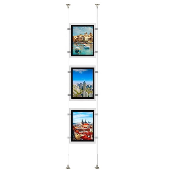 HKSIGN Backlit A4 Photo Frame LED Sign Holder for Real Esate Window Hanging Display (Vertical, 3pcs A4 a row)