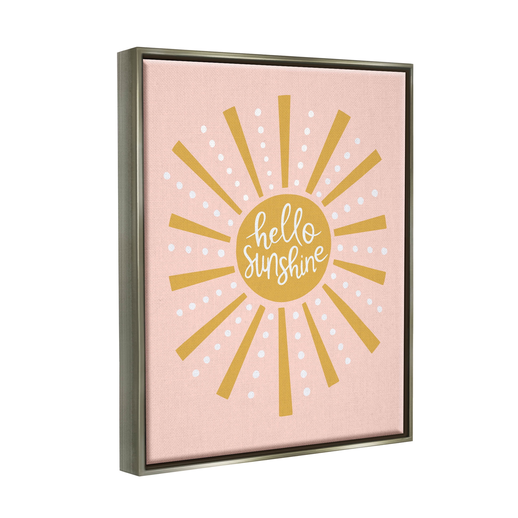 Stupell Industries Hello Sunshine Sun Rays Graphic Art Luster Gray Floating Framed Canvas Print Wall Art, Design by Nina Seven