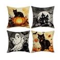 thumbnail image 2 of Lzobxe 4 Pack Halloween Pillowcases, Decorative Outdoor Cushion Cover, 45x45cm Ghost Pumpkin Throw Pillow Cover for Sofa Couch Home Party Decor, 2 of 7
