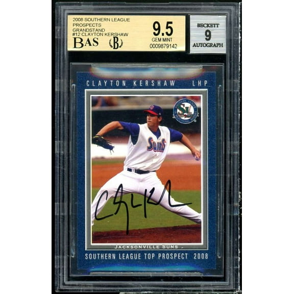 Clayton Kershaw Rookie 2008 Southern League #12 BGS 9.5 (9.5 9.5 9.5 10) AUTO 9