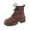 Brown, variant on Viluyesy Womens Ankle Combat Boots Round Toe Chunky Lug Platform Sole Matte Faux Suede Lace Up Buckle Straps Gothic Punk Street Boots Black Size 9.5