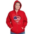 thumbnail image 3 of Remember Our Soldiers USA Flag Heart Zip Hoodie Sweatshirt Women Brisco Brands X, 3 of 6