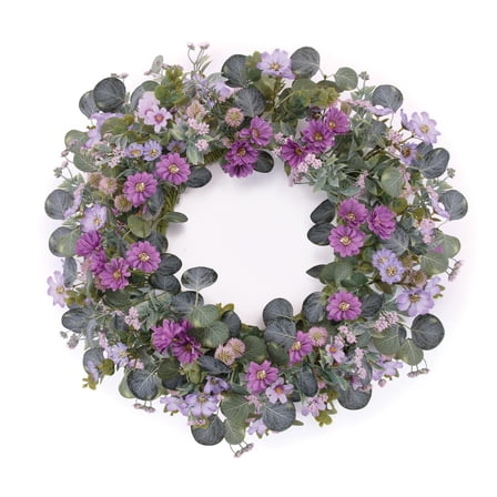 Melrose International Mixed Floral Wreath 22"D Polyester