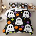 thumbnail image 2 of Feelyou Cute Ghost Boo Quilt Full, Watercolor Polka Dot Full Bedspread Sets, Black White, 3-Piece, 1 Comforter and 2 Pillowcases, 2 of 7