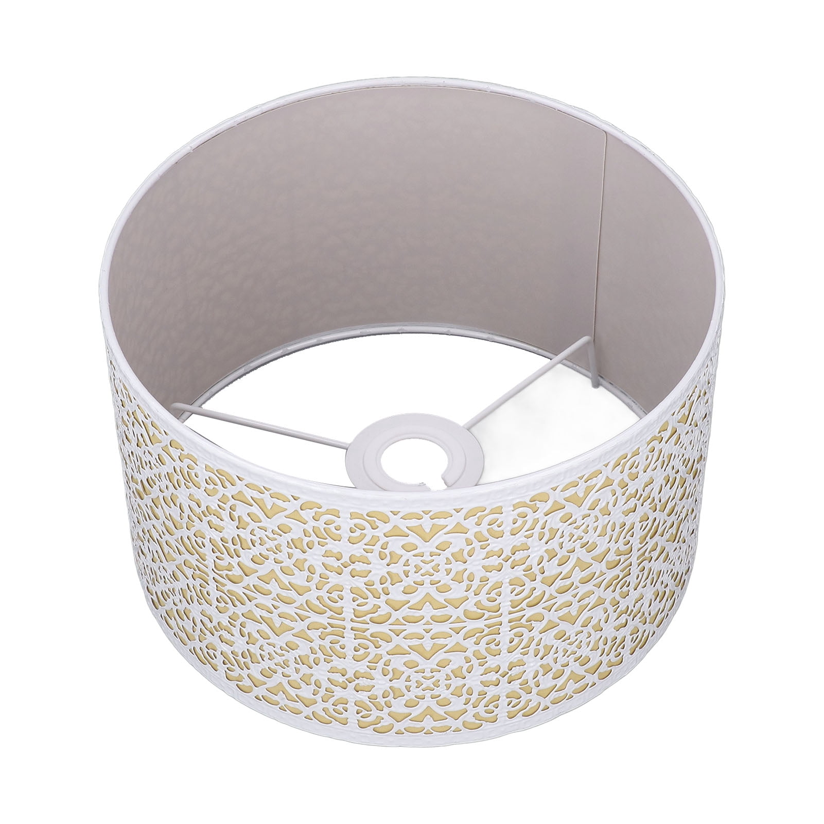 YAHHU Metal Lampshade Hollow Out Table Light Shade for E27 E14 Caliber Lamp Holder Copper Coin Flower Pattern White and Yellow Lining 9.8 inches / 25 cm Diameter 6.3 inches / 16 cm Height
