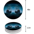 thumbnail image 1 of FMSHPON Mysterious Ship in The Sea Set of 6 Round Coaster for Drinks, Absorbent Ceramic Stone Coasters Cup Mat with Cork Base for Home Kitchen Room Coffee Table Bar Decor, 1 of 6