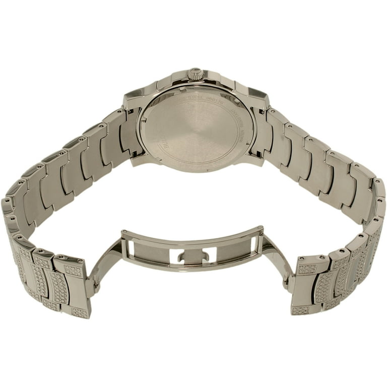 Men s Crystal 96B176 Silver Stainless Steel Quartz Fashion Watch