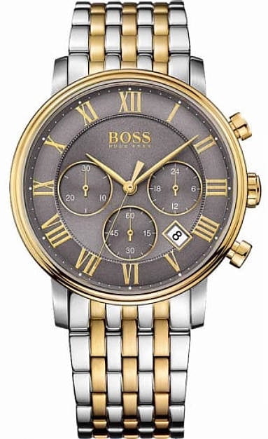 hugo boss gold tone and stainless steel chronograph men's watch