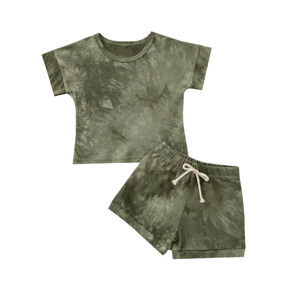 Toddler Baby Boys Outfits Short Sleeved Round Neck Tie Dye Set Summer Outdoor Casual Suit Toddler Boy Clothes