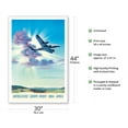 thumbnail image 2 of United States Europe Orient India Africa - Vintage Airline Travel Poster c.1954 - Fine Art Matte Paper Print (Unframed) 30x44in, 2 of 4