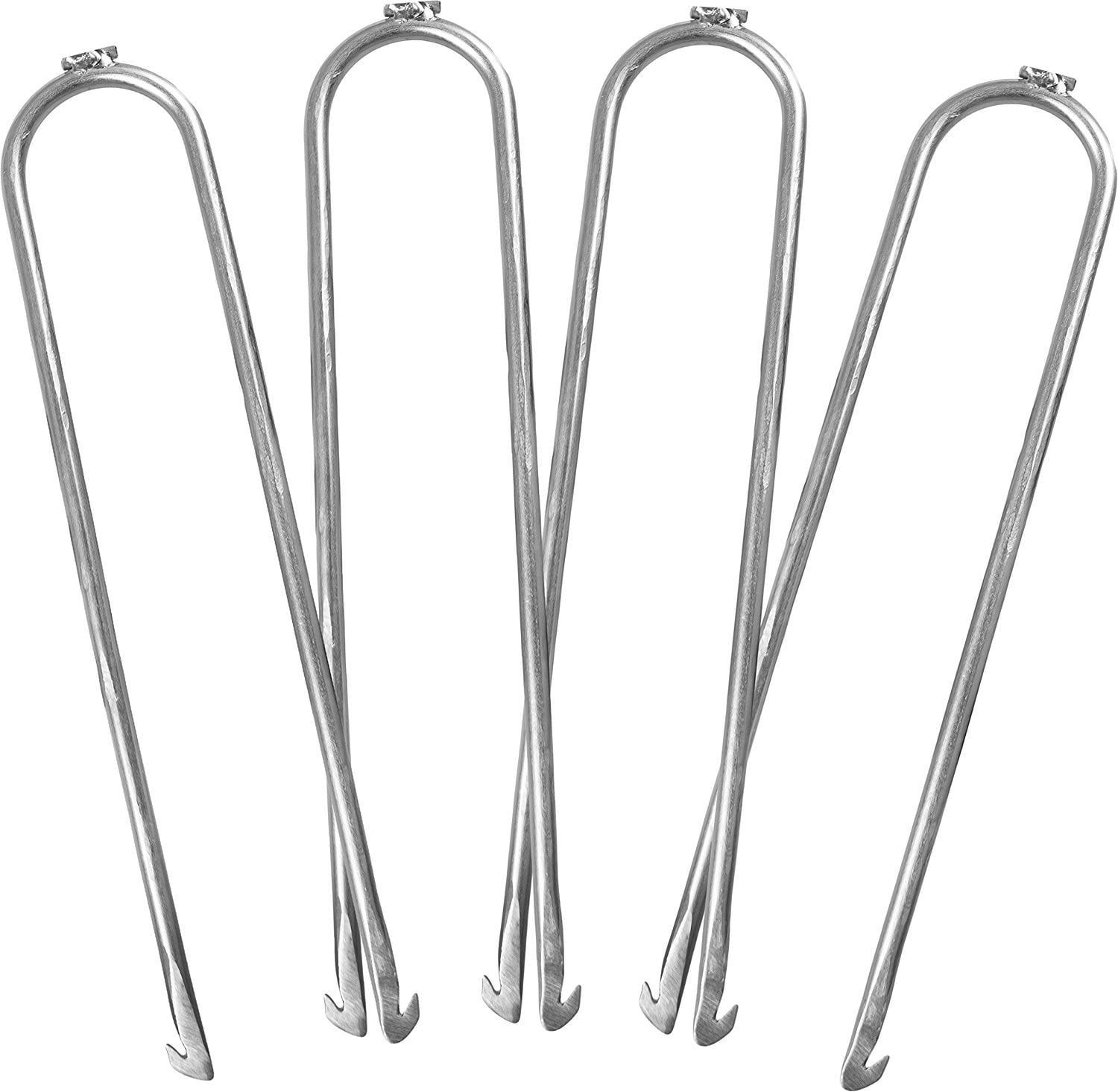 14 Inch Heavy Duty Trampoline Stakes Anchors High Wind Galvanized Steel Metal Pegs Soccer Goals Marquee Extra Long U Shaped Tent Stakes Swing Set and Garden Furniture VISENSE Tents 6 Pack