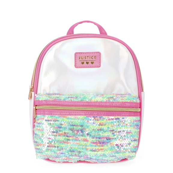 Justice Girls Silver Pocket Mini Backpack