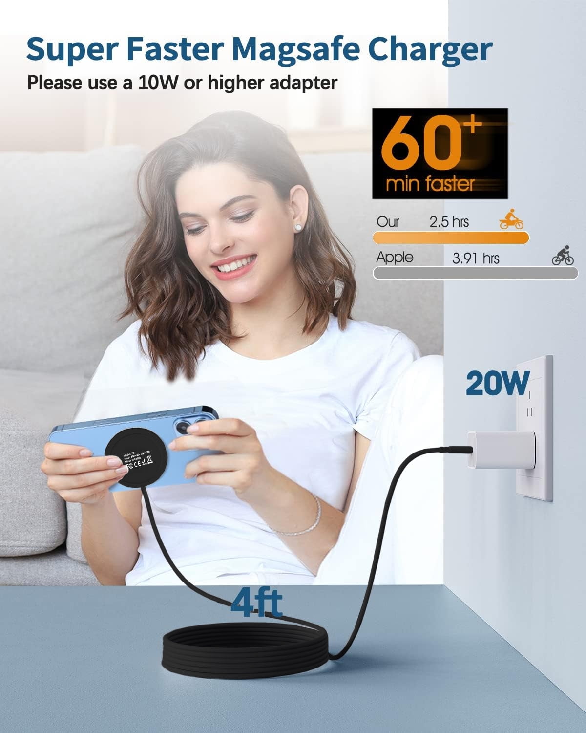 Magnetic Wireless Charger Fast Charging Pad, Compatible with iPhone 17/16/15/14/13/12 Series, AirPods 3/2/Pro/Pro 2, Dual Ports, LED, Black