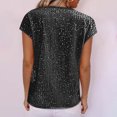 thumbnail image 4 of LLYwey Sequin T-Shirts for Women Cap Sleeve Summer Tops Solid Crew Neck Short Sleeve Casual Loose Blouses Tees Shirts, Style-6, Black, M, 4 of 5