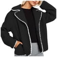 thumbnail image 2 of Jacket for Women Long Sleeve Embroidered Contrast Trim Notched Lapel Open Front Coat with Pockets Outerwear, 2 of 6