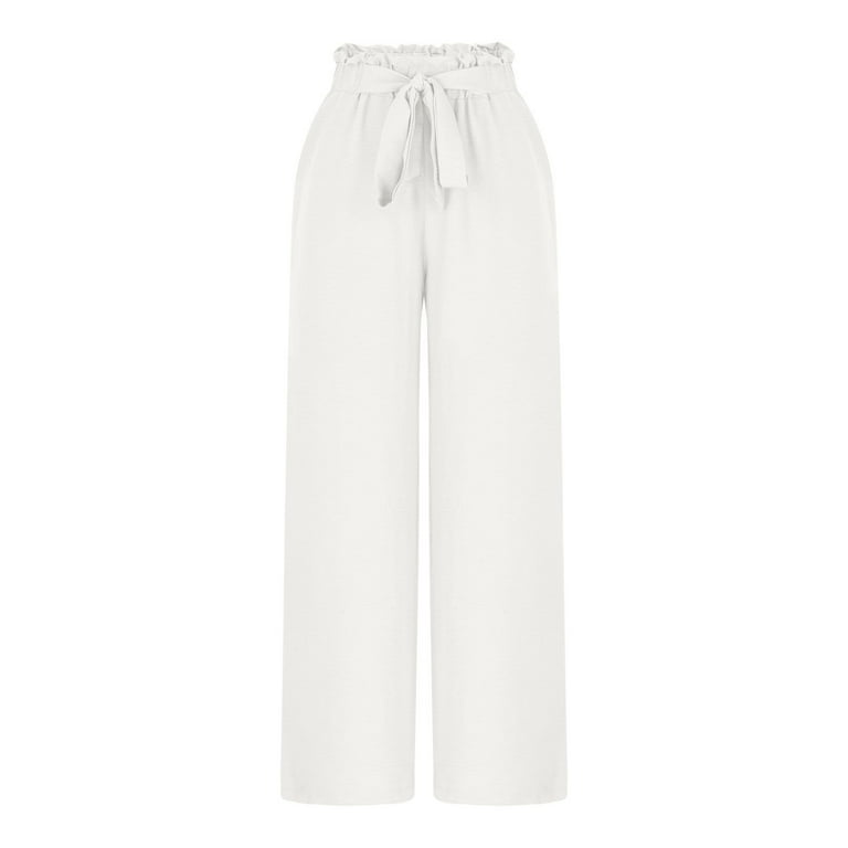 WMTBSRSW Women's Wide Leg Sweatpants Trendy Personalized Tie Belt - Main Image