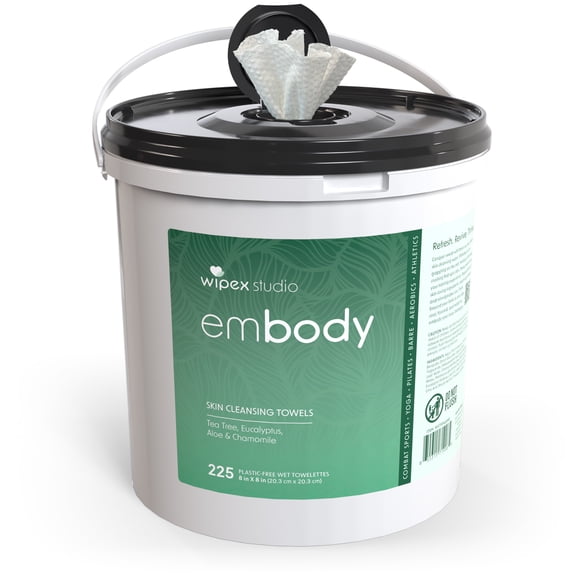 Wipex Embody Body Wipes – Plant-Based Wipes with Tea Tree Oil for Gym & Sports, 225 Ct