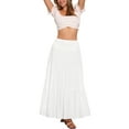 thumbnail image 2 of INSPIRE CHIC Summer Maxi Skirt for Women's Casual Elastic High Waist Boho Long Skirts M White, 2 of 6