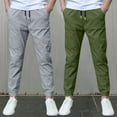 thumbnail image 2 of KAUOD Boys 2 Piece Uniform Tapered Pants Straight Elastic Waist Performance Cropped Pants with Pockets Kids Dress Trousers, 2 of 7