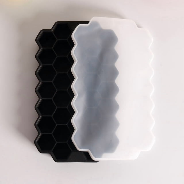 Molde de silicona for bandeja de cubitos de hielo en forma de panal, máquina for hacer hielo de grado alimenticio de 37 rejillas, Juego de 2