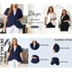 thumbnail image 3 of Blazers de mujer de talla grande Agnes Orinda para oficina, manga corta, con botones y bolsillos, 1X negro, 3 of 8