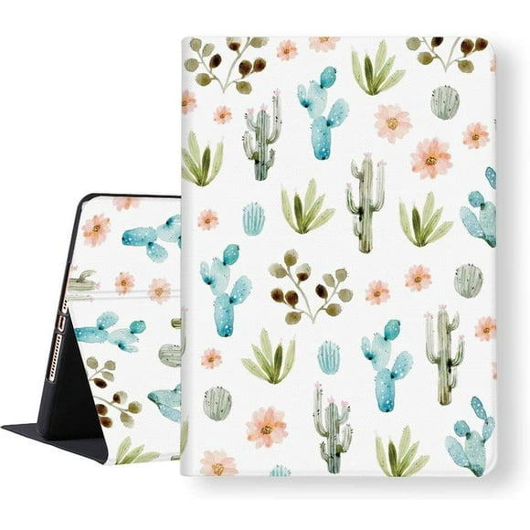 iPad 9th 8th 7th Generation 2021 2020 2019 Case 10.2 inch Slim Lightweight Smart Auto Wake Sleep Cute Alpaca Llama Cactus Cacti Protective Soft TPU Case Adjustable Angles Protector Folio Stand Cover