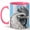 Pink, variant on White Rooster Coffee Mug, Farm Bird Mug, Ceramic 11 oz