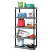 Plano Freestanding Plastic Shelving Unit, Open Style, 18 in D, 36 in W, 73 3/4 in H, 5 Shelves, Dark Gray