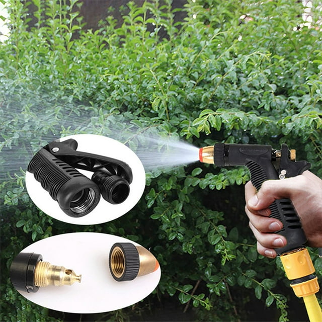 Boquilla para manguera de jardín, boquilla rociadora de agarre, boquilla de agua a alta presión con 4 patrones para regar el jardín, lavar autos y lavar con agua.