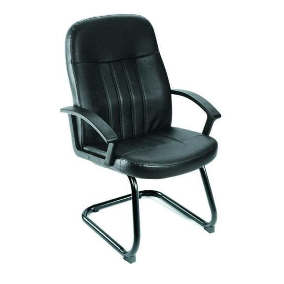 Boss Office Products LeatherPlus Waiting Room Armrest Reception Chair, Black