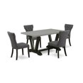 thumbnail image 2 of East West Furniture 5-Piece Kitchen Dinette Set Included 4 Kitchen Dining chairs Upholstered Seat and High Button Tufted Chair Back and Rectangular Table with Cement Color Rectangular Table Top -..., 2 of 6