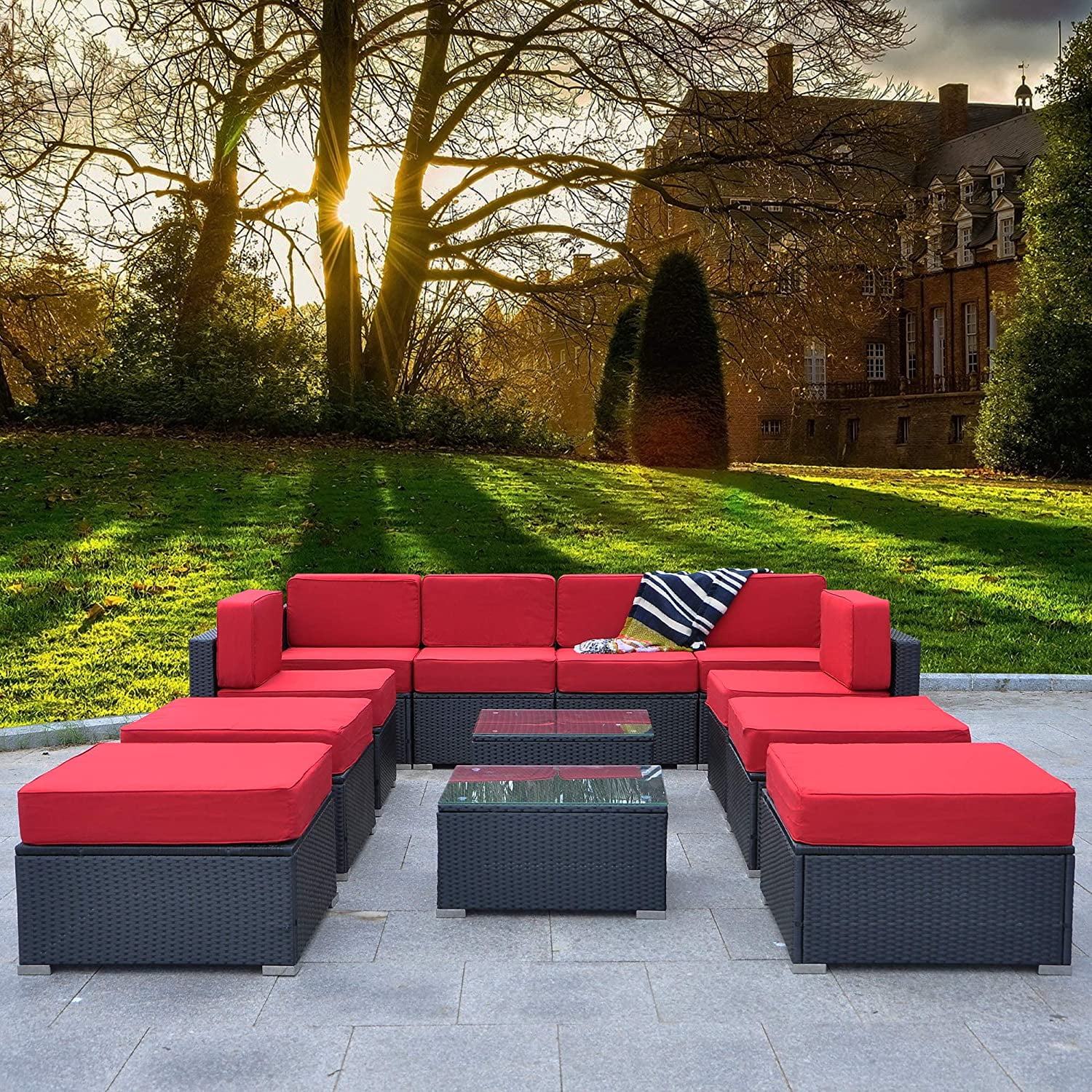 Mcombo Patio Furniture Sectional Set Outdoor Wicker Sofa ...