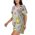thumbnail image 2 of Fotbe Cartoon Owls Print Pajama Set for Women 2 Piece Loungewear Short Sleeve Tops and Shorts Set Soft Sleepwear-Medium, 2 of 7