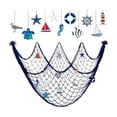 thumbnail image 2 of Gecau Decorative Cotton Rope Fishing Net Wall Hanging with Wooden Nautical Ornaments Starfish Sailboat Anchor for Coastal Beach Themed Home Decor, 2 of 5