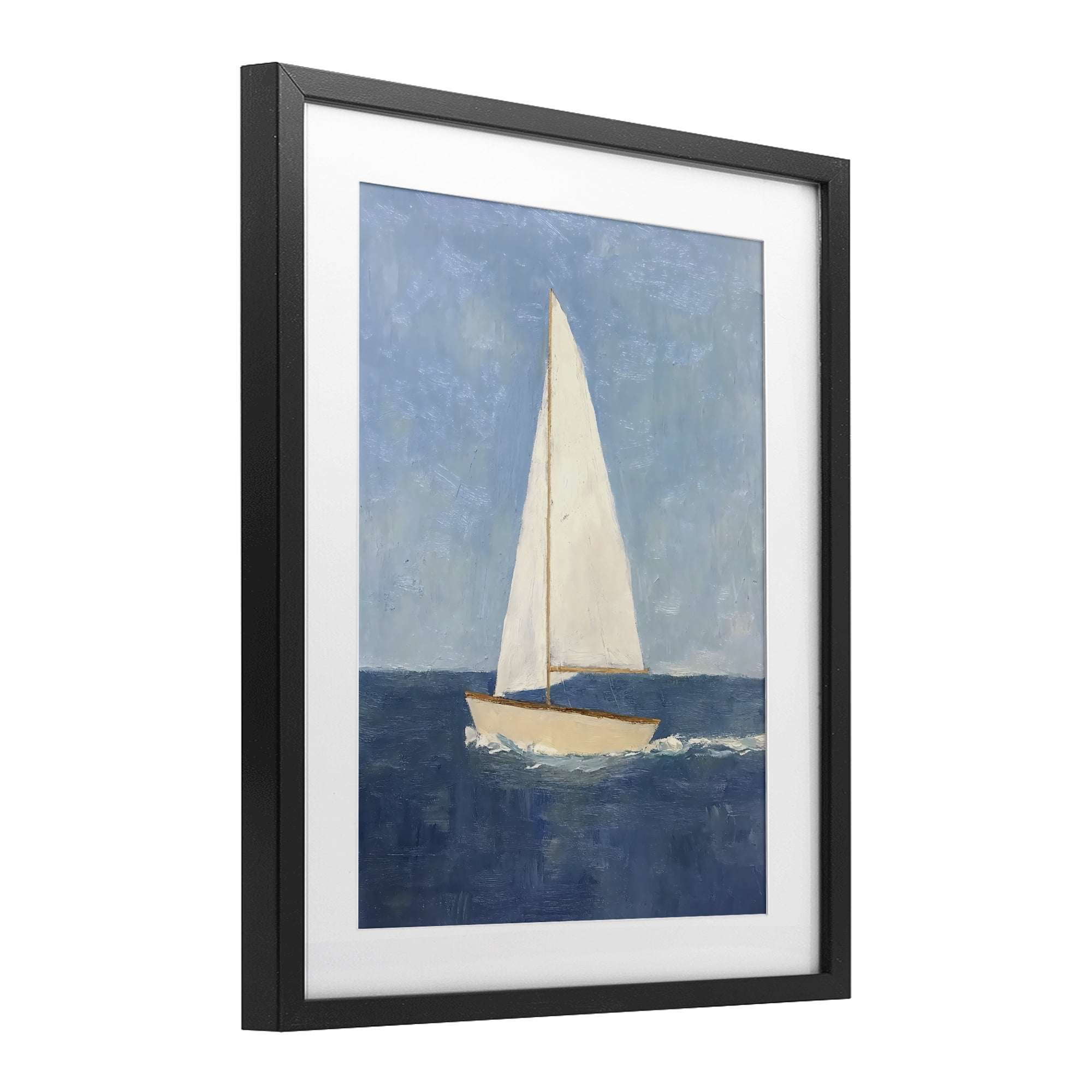 Stupell Industries Deep Blue Sail at Sea Black Framed Print Under Glass, design by Creative Studio