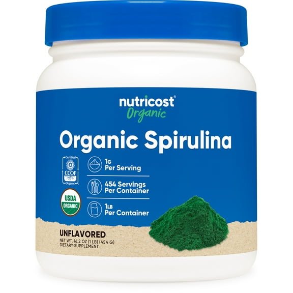 Nutricost Organic Spirulina Supplement Powder 1 lb- 1g Per Serving, 454 Servings