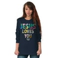 thumbnail image 3 of Jesus Loves You Christian Women Plus Size Long Sleeve Graphic Tee Brisco Brands 2X, 3 of 5