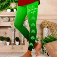 thumbnail image 2 of XIAONU Womens Shamrock Print Leggings High Waist Graphic Tights Stretchy Festive Holiday Bottoms Dark Green, 2 of 5