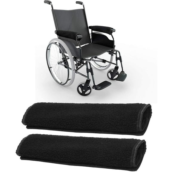 Ludlz Wheelchair Armrest Pads, 2PCS Sheepskin Fleece Wheelchair Armrest Covers, Non Slip Arm Rest Cover Cushion pad for Wheelchairs