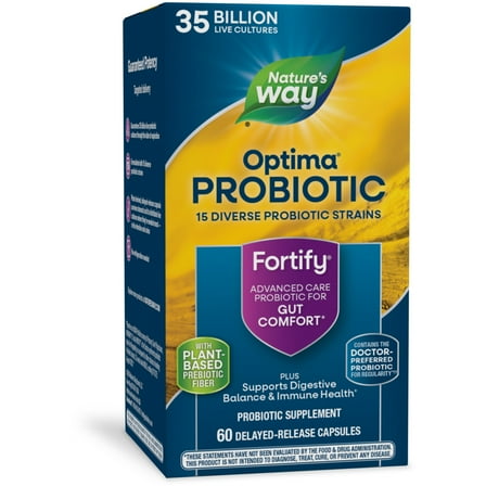 Nature's Way Fortify Optima Probiotic Capsules, 35 Billion Live Cultures, Gut Comfort*, Unisex, 60ct