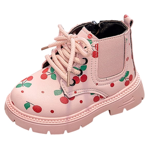 Wxirdiow Boys Girls Winter Snow Boots Childrens Boys And Girls Warm Single Boots Childrens Casual Fashion Leather Boots Cute Baby Shoes Pink Size,3-3.5 Years