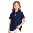 thumbnail image 2 of Girls School Uniform Polo Shirt Casual Summer Comfy Soft Short Sleeve Knit Top Back to School Outfit, 2 of 7