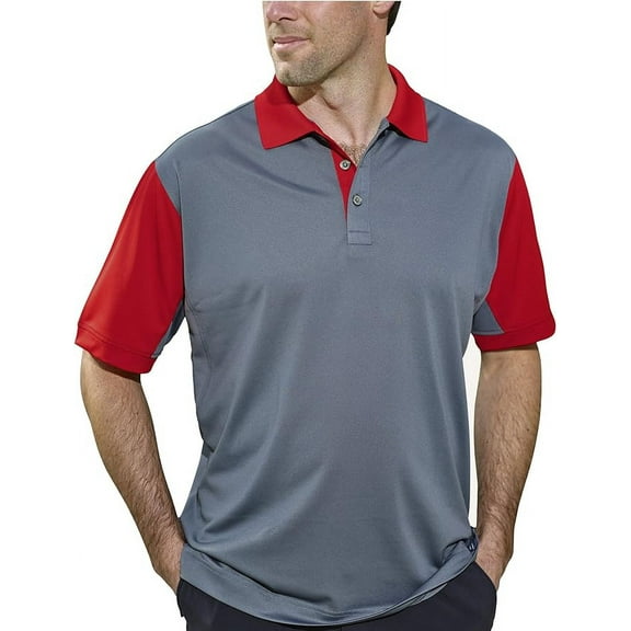 Procelebrity® Mens polo Corvette Recharge (Large, Graphite/Scarlet)