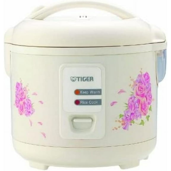 10-Cup (Uncooked) Rice Cooker and Warmer with Steam Basket, Floral White