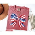 thumbnail image 3 of VibeNest Studio Unisex 250th Anniversary American Flag Bow Coquette Patriotic 4th of July Garment Dyed Graphic T-Shirt, 3 of 9