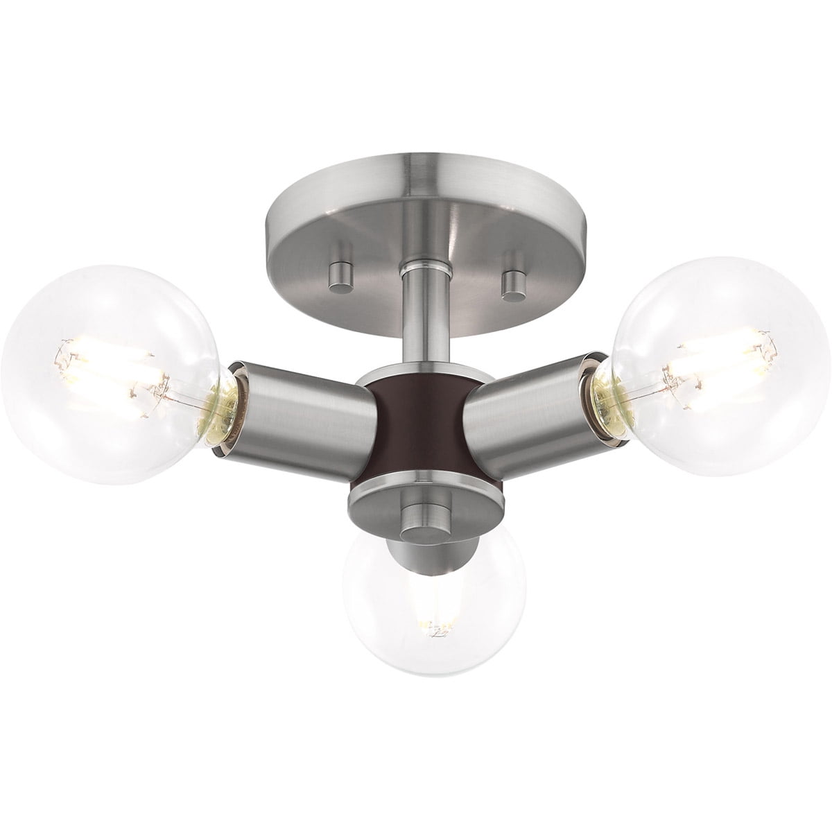3 Light Brushed Nickel Ceiling Light fixture with Steel base material