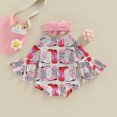 thumbnail image 5 of Douhoow Baby Girl Romper Boot Print Flare Long Sleeve Jumpsuit + Bow Headband, 5 of 8