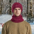 thumbnail image 6 of Nooxsoe Winter Hat Scarf Set Warm Knitted Neck Scarf Thickened Warm Bonnet Winter Warm Bonnet Windproof Warmth Thick Warm Hat Comfortable Soft Slouchy Beanie Casual Wear Women Hats Wine One Size, 6 of 8