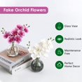 thumbnail image 3 of Flores artificiales Oairse de orquídeas blancas con jarrón de vidrio negro, 3 of 7