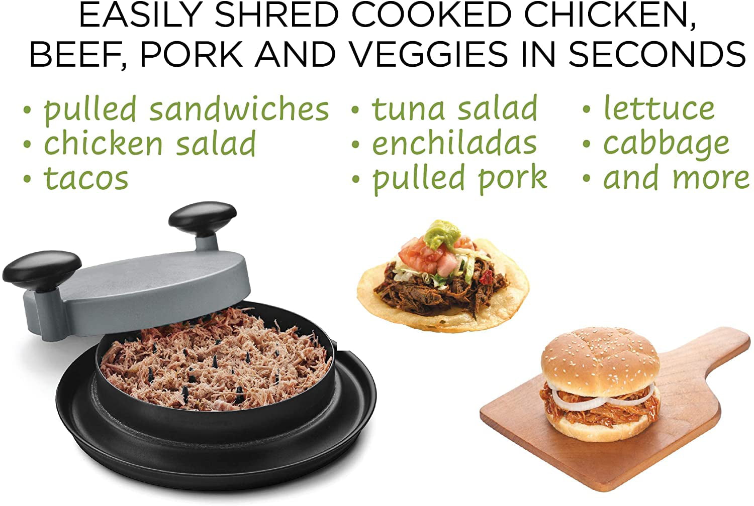 Grey Chicken Shredder Tool with Handles and Non-Slip Base for Shredding Pulled Pork Vegetable and Beef Chicken Shredder Chicken 